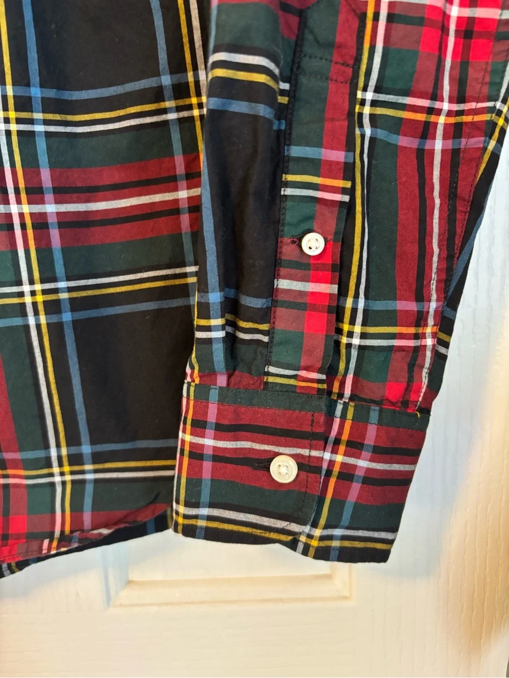 J. Crew Slim Plaid Shirt in Red, Navy & Yellow Accents